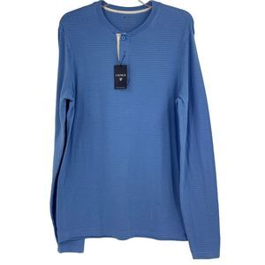 Mens Cremieux Henley Pullover Top Shirt Jersey Knit Blue Medium 0325 T-shirt